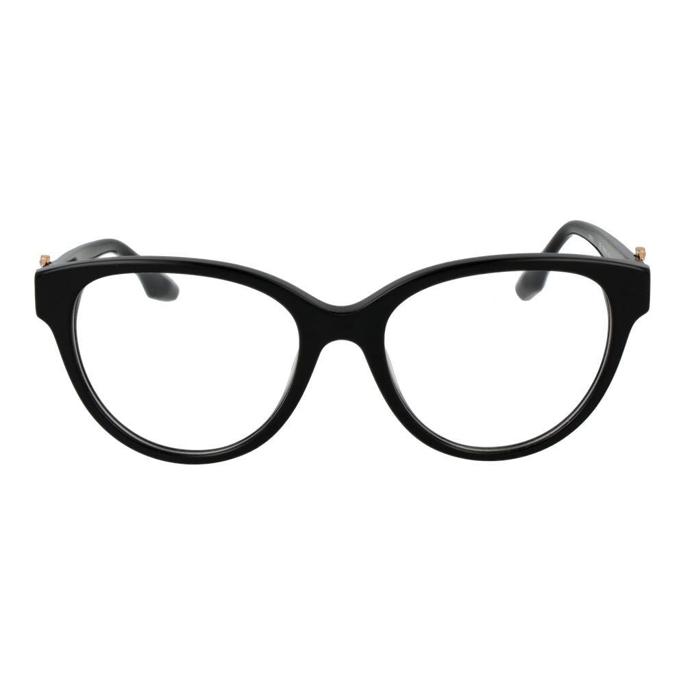 Trussardi Black Acetate Glasses (Frames) for women with butterfly full-rim design and demo lenses, includes branded case.
