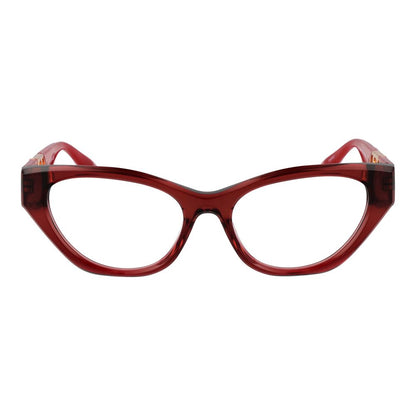 Trussardi Red Acetate Glasses (Frames) cat eye shape with full-rim red acetate frame, demo lenses, size 53-17-145 for women.