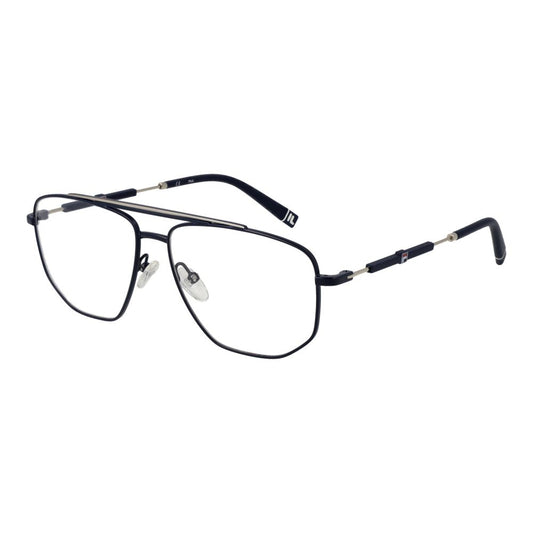 Fila Blue Stainless Steel Glasses (Frames) for men in full-rim aviator style with demo plastic lenses and blue frame.