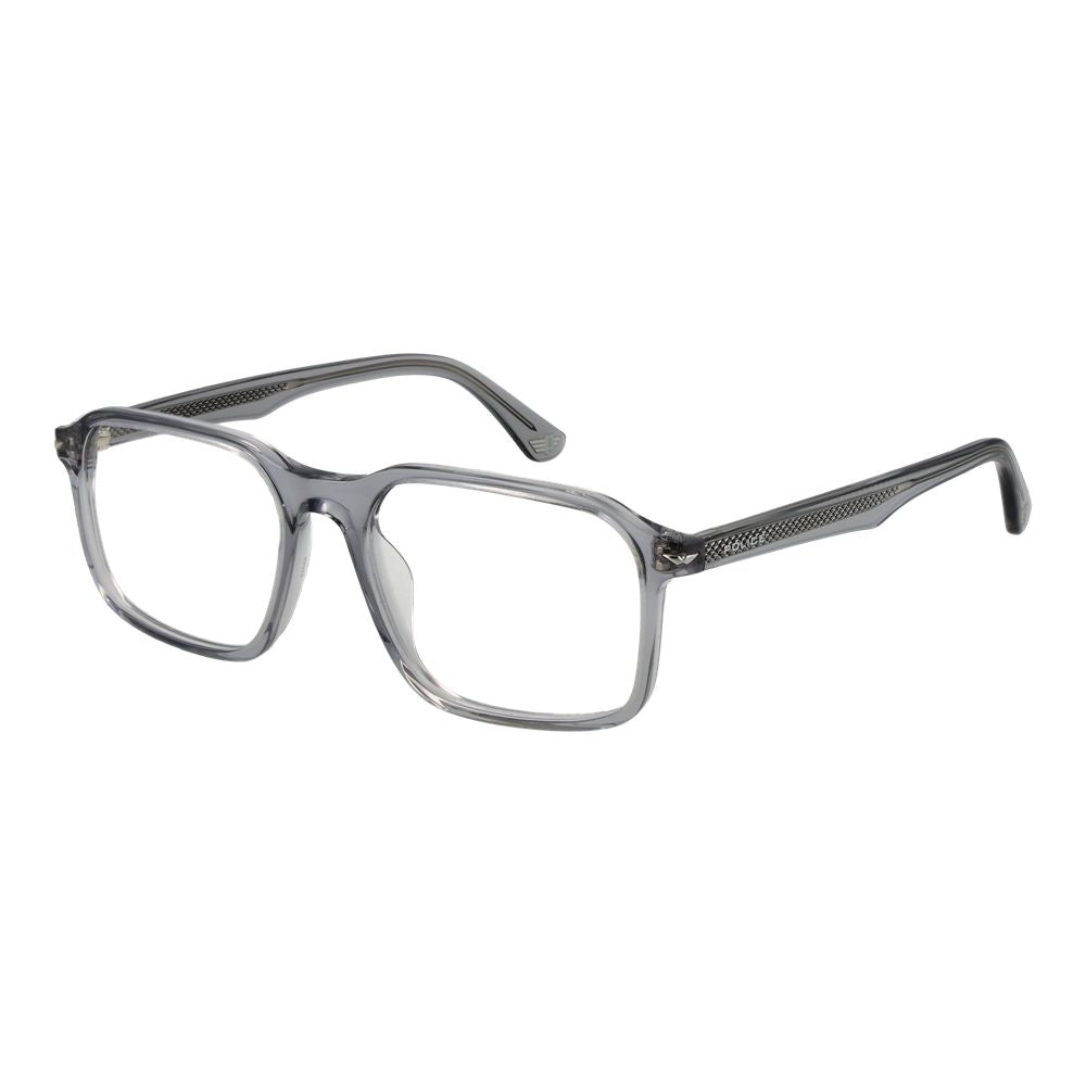 Police Gray Cellulose Acetate Glasses (Frames) for men in full-rim style, demo lenses, 53-17-145, cellulose acetate material.