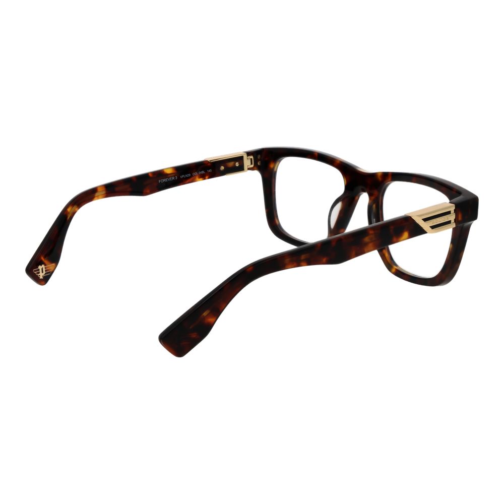Police Brown Cellulose Acetate Glasses (Frames) with full-rim square design for men, lens width 52mm, temples 145mm, demo lenses.