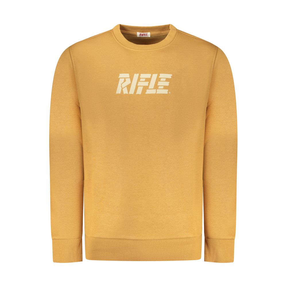 Rifle Brown Cotton Men Sweater with iconic logo, crew neck design, and luxury cotton-polyester blend for comfort and style.