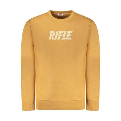 Rifle Brown Cotton Men Sweater with iconic logo, crew neck design, and luxury cotton-polyester blend for comfort and style.
