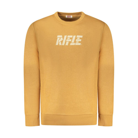 Rifle Brown Cotton Men Sweater with iconic logo, crew neck design, and luxury cotton-polyester blend for comfort and style.