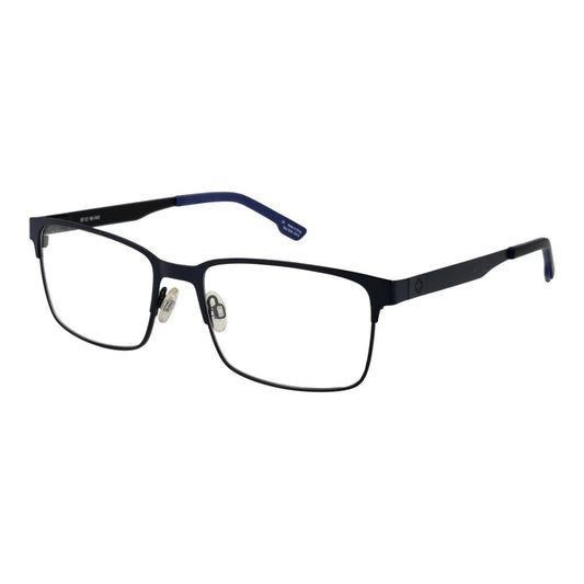Unisex Spy Blue Plastic Glasses (Frames) with full-rim rectangle design, spring hinge, demo lenses, and blue color, size 57-18-145.