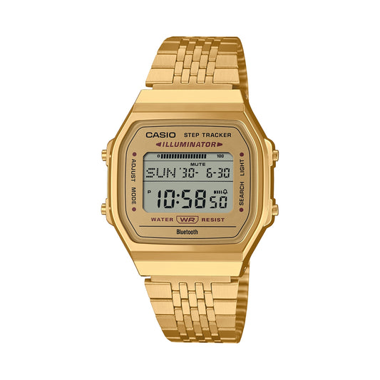 CASIO VINTAGE Mod. BLUETOOTH® SMARTPHONE LINK - GOLD - built-in accelerometer senses body movements + steps counter ABL-100WEG-9AEF