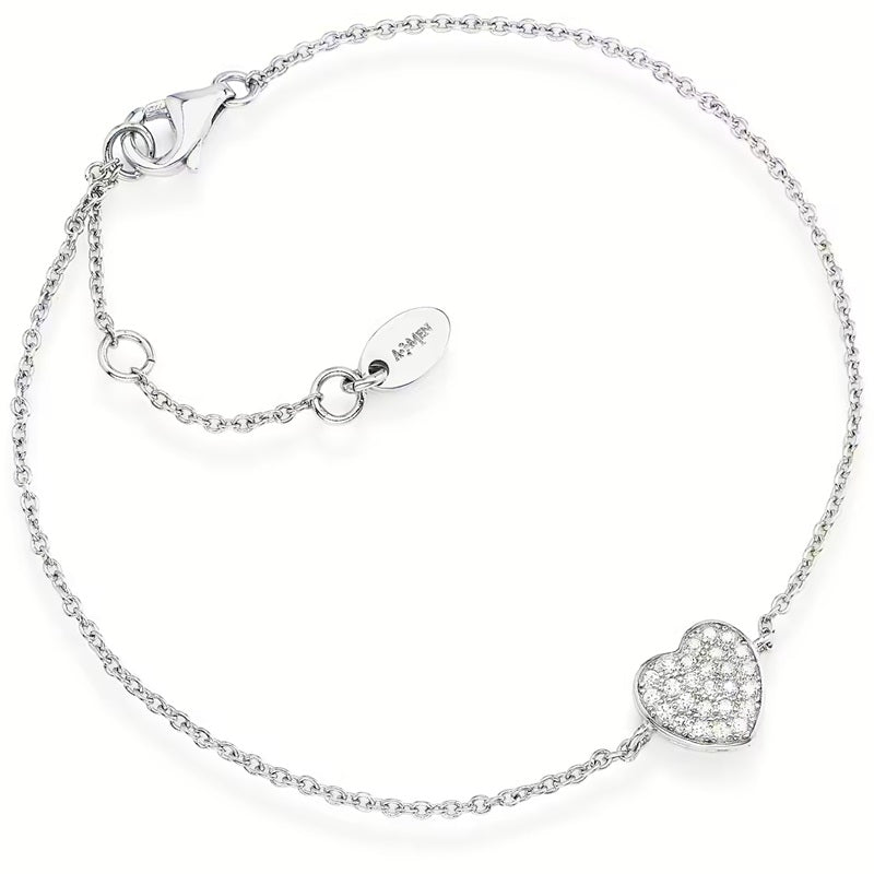 Elegant heart charm bracelet from AMEN JEWELRY Mod. BRH, featuring a delicate chain with sparkling embellishments.