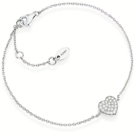 Elegant heart charm bracelet from AMEN JEWELRY Mod. BRH, featuring a delicate chain with sparkling embellishments.