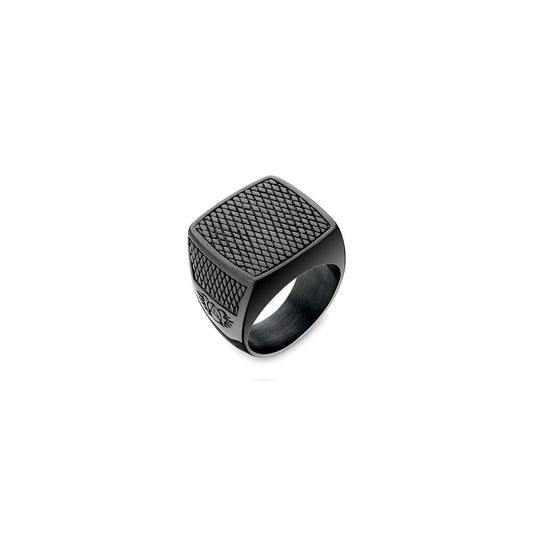AN JEWELS JEWELRY Mod. AA.R02B-12 black textured ring on white background