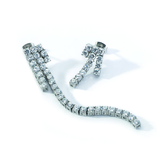 AN JEWELS JEWELRY Mod. AL.ELOY3SC silver and diamond drop earrings