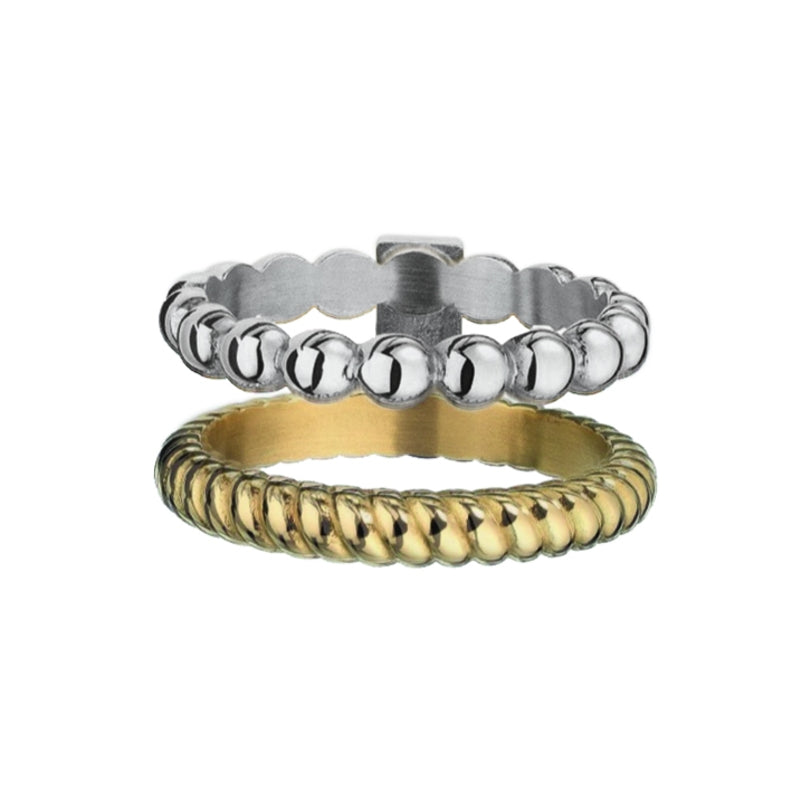 AN JEWELS JEWELRY Mod. AR.R2NS04SY-8 silver and gold rings set
