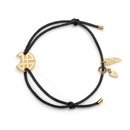 AN JEWELS JEWELRY Mod. AV.BGLBGGBK black cord bracelet with gold accents