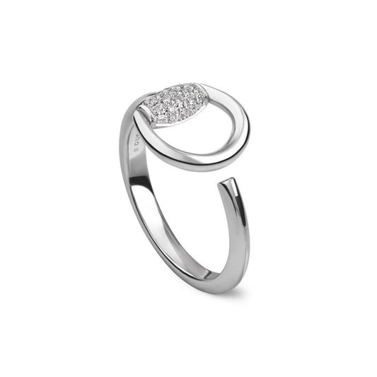 Elegant silver ring, ANELLI GUCCI MOD. YBC832324001, featuring a unique twisted design with diamond embellishments.