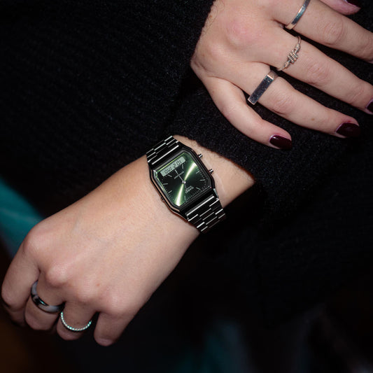 CASIO VINTAGE Mod. EDGY COLLECTION SUNRAY DIAL - GREEN MOSS AQ-230A-3AMQYES