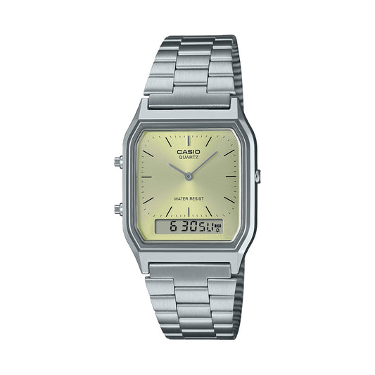 CASIO VINTAGE Mod. EDGY COLLECTION SUNRAY DIAL - GREEN LEMON AQ-230A-9AMQYES
