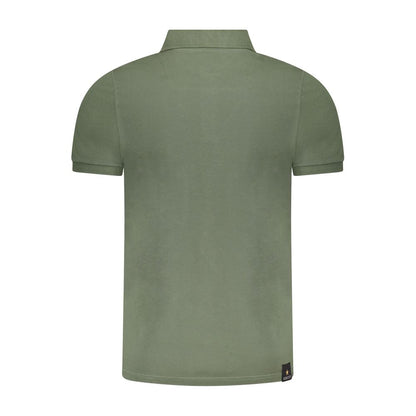 Back view of Accademia Militare Green Cotton Polo Shirt with short sleeves and logo.