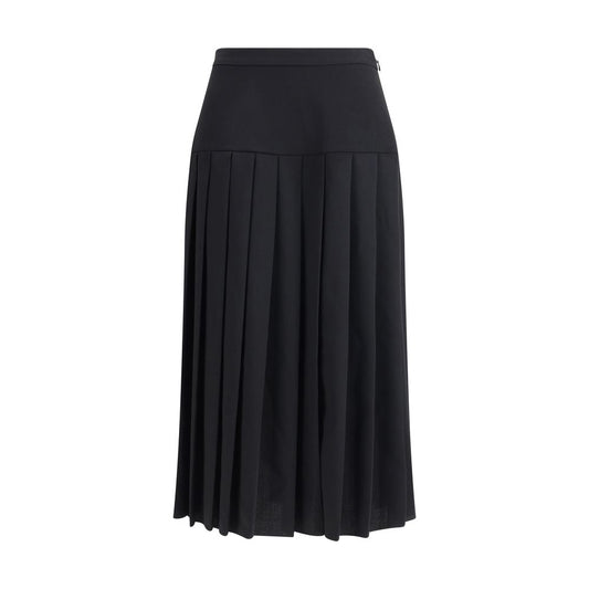 Alessandra Rich Black Fleece Wool Midi Skirt