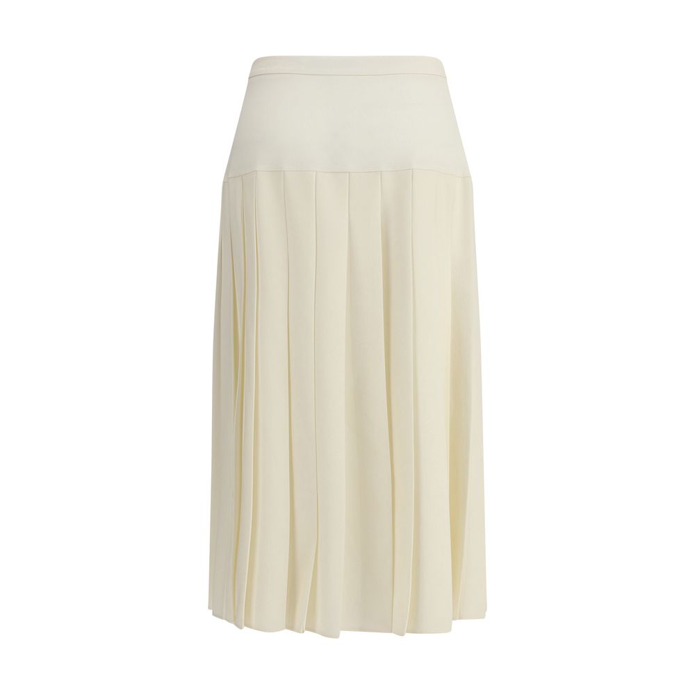 Alessandra Rich White Fleece Wool Midi Skirt
