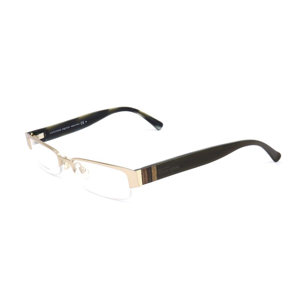 Alexander McQueen Gold Metal Frames glasses, unisex style AMQ4159R2E, metal material, golden color, size 51/17/145 mm.