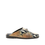 Alexander McQueen Sandals MultiColour with snakeskin print and flat sole in leather
