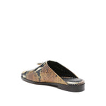 Alexander McQueen Sandals MultiColour with beige snakeskin print and hardware detail, open back design, flat sole, heel 2 cm
