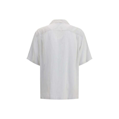 Back view of Alexander McQueen White Viscose Pattern Shirt with relaxed fit and elegant Hawaiian-inspired design.