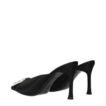 Amina Muaddi Black Satin High Heel Pumps