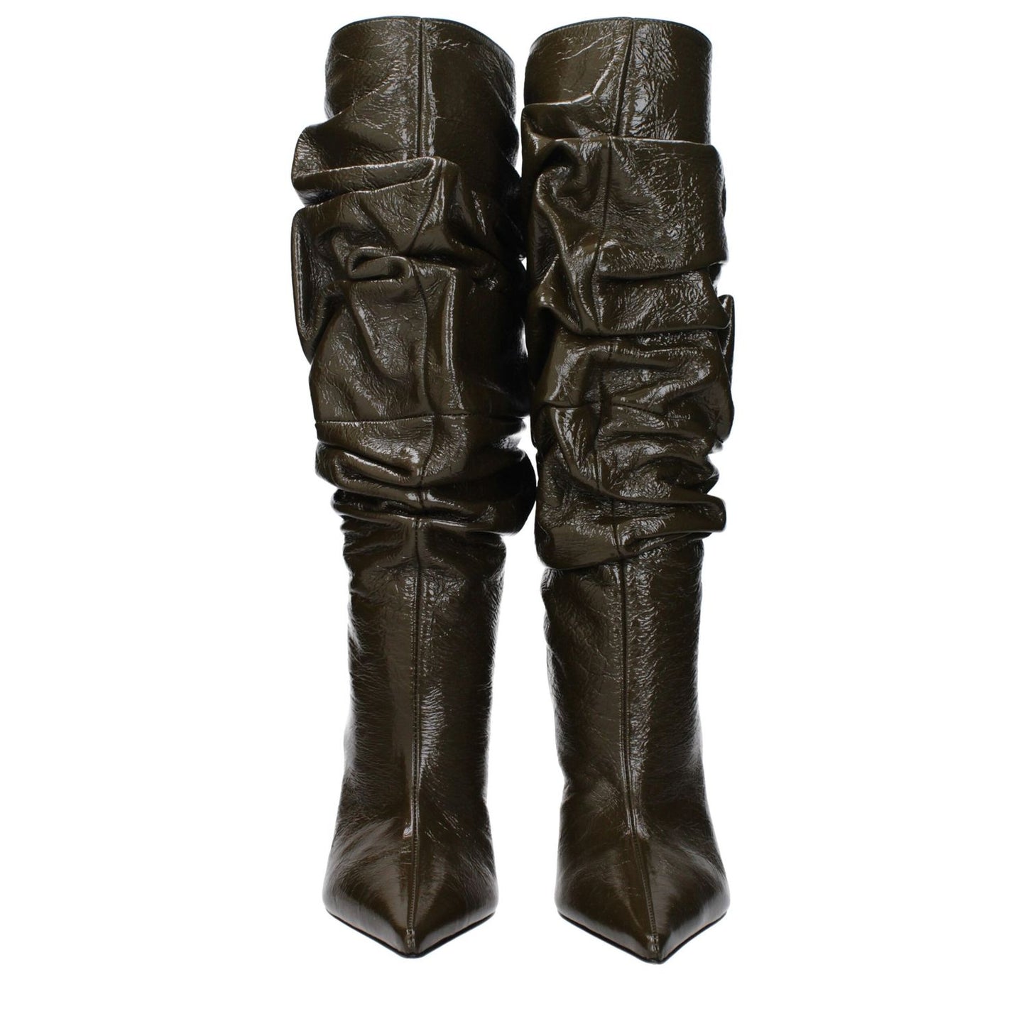 Amina Muaddi Green Leather Boots