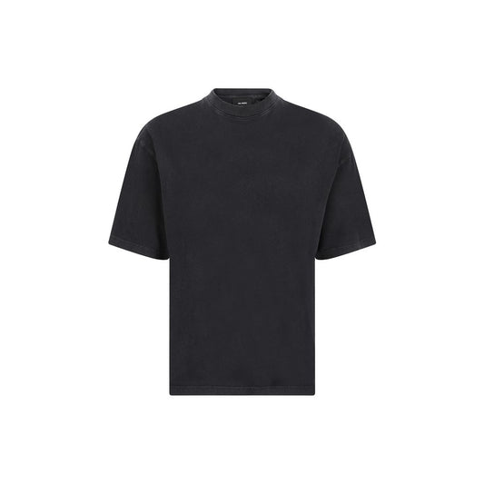 Axel Arigato Gray Cotton T-Shirt with oversized fit, ribbed collar, and logo embellishments, made in Portugal, season AW25.