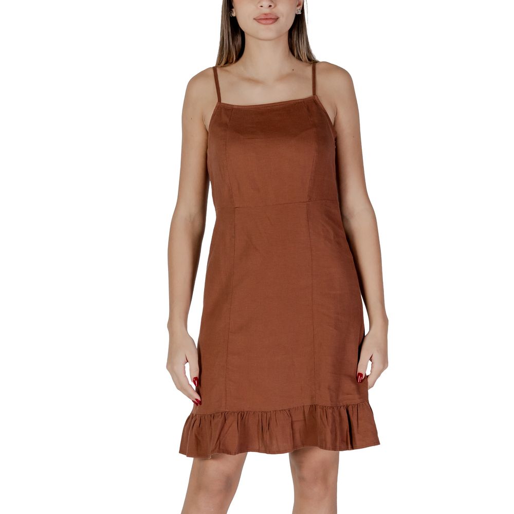B.Young Brown Linen Midi Dress