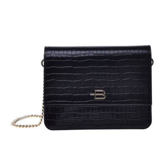 Baldinini Trend Black Calfskin Women Crossbody Bag BA-12243