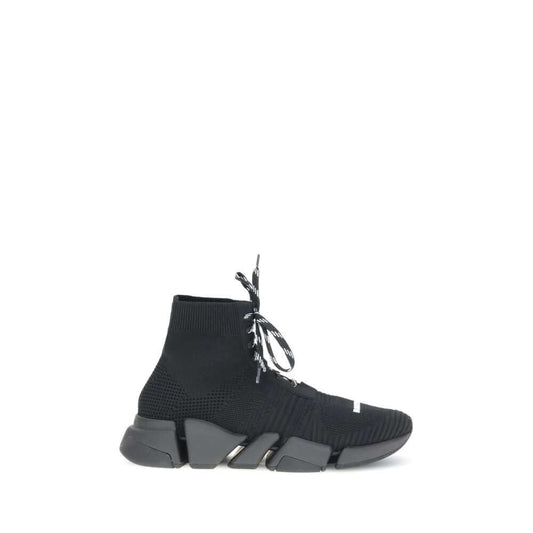 Balenciaga Black Polyester Athletic Sneakers with 3D mesh and lace-up design, featuring articulated sole for comfort and style.