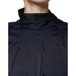 Ballantyne Dark Blue Long Sleeves Pleated A-line Maxi Dress DR81484-40