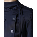 Ballantyne Dark Blue Long Sleeves Pleated A-line Maxi Dress DR81484-40