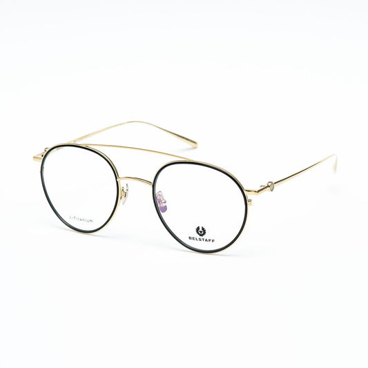 Belstaff Gold Titanium Frames - Elegant women's titanium eyewear with green lens option, handmade in Japan, includes Carl Zeiss lenses.