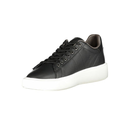 Blauer Black Leather Men Sneaker with contrasting sole, perfect for style and comfort.