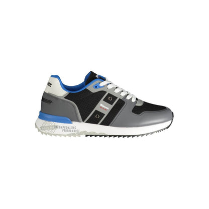 Blauer Gray Polyester Sneaker with laces, contrast details, and logo for sports footwear.