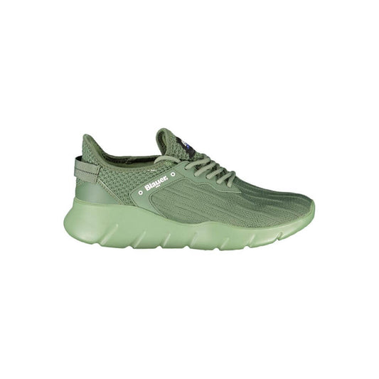Blauer Green Polyester Men Sneaker with eye-catching details and iconic logo, perfect for urban fashion enthusiasts.