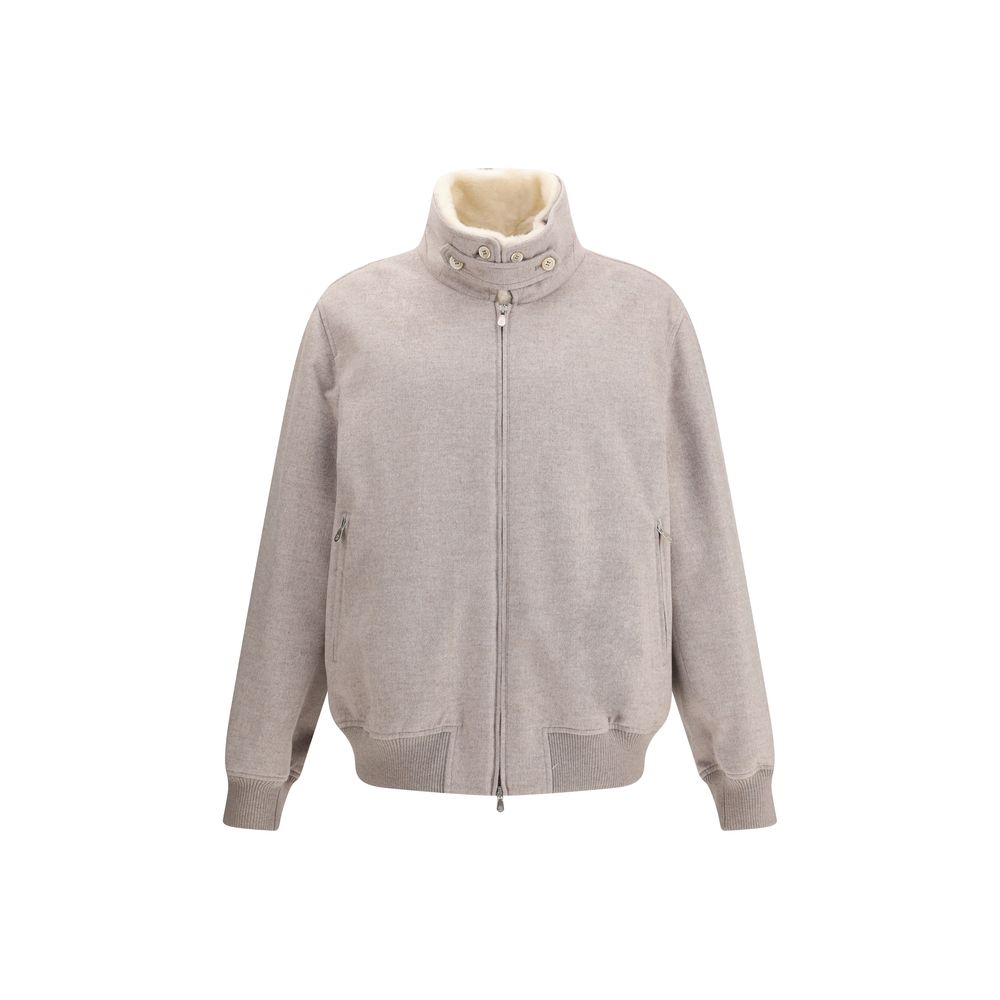 Brunello Cucinelli Beige Cashmere Bomber with shearling insert and lightweight padding for AW25 season.