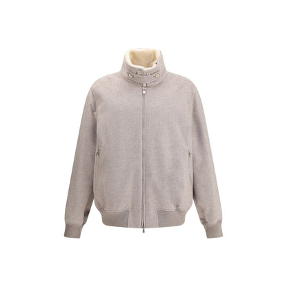Brunello Cucinelli Beige Cashmere Bomber with shearling insert and lightweight padding for AW25 season.