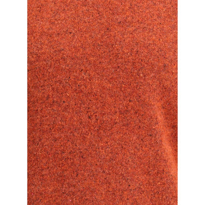 Close-up of Brunello Cucinelli Orange Alpaca Vicugna Pacos Sweatshirt fabric showing orange mélange texture and refined look.
