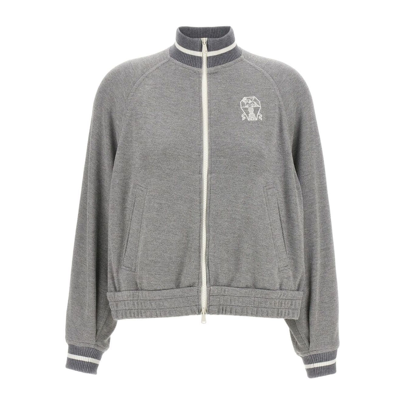Brunello Cucinelli Ribbed-collar zip-up cardigan Topwear
