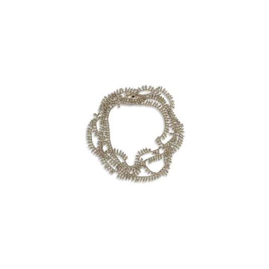 Brunello Cucinelli Silver Knotted Bracelet elegantly coils in multiple loops, showcasing its nickel-free, adjustable design for sensitive skin.