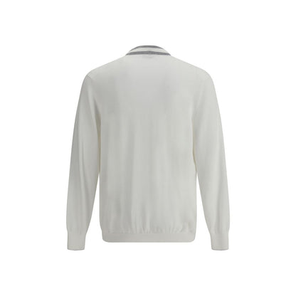 Brunello Cucinelli White Cotton Cardigan