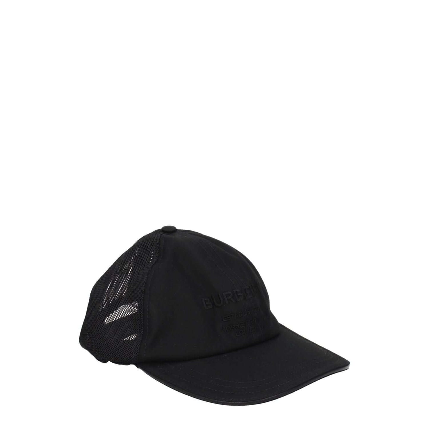Burberry Black Cotton Cap (Baseball Hat) with front logo and button closure, style street, MPN 8066669, made of cotton.