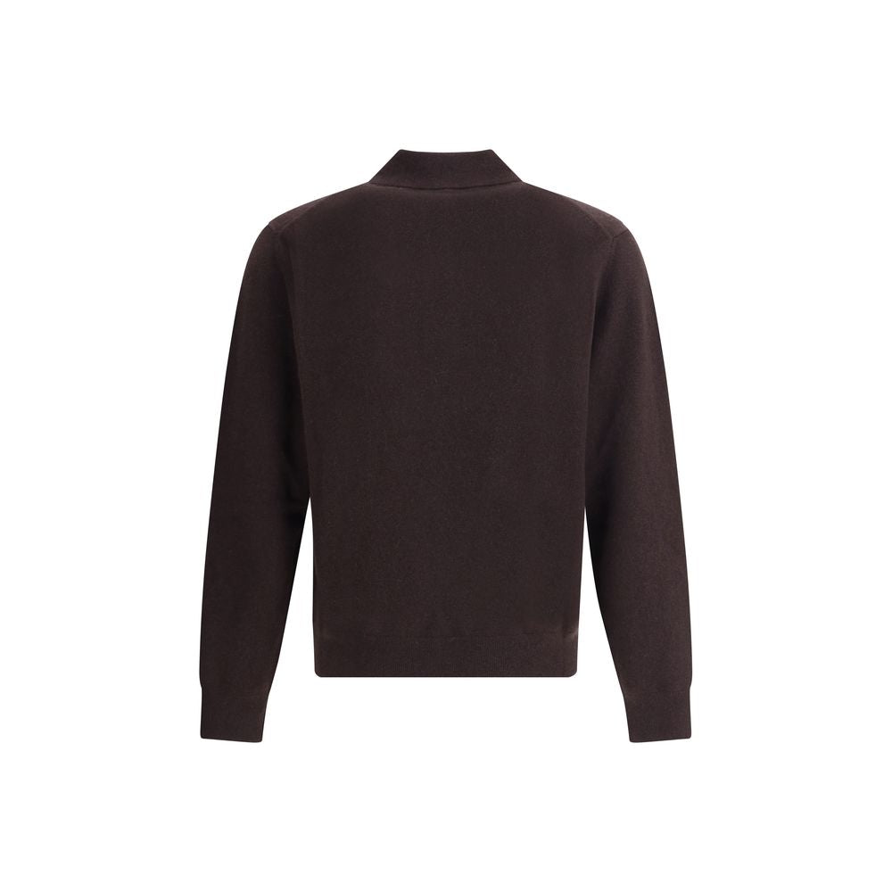 Rear view of Burberry Brown Cashmere Cashmere Sweater with ribbed trim design