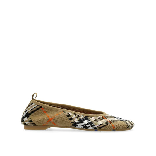 Burberry Checkered Knitted Ballerina Shoes, women's exclusive, round toe, made in Italy with leather insole and rubber sole.