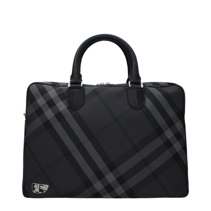 Burberry Gray Fabric Business And Laptop Bag