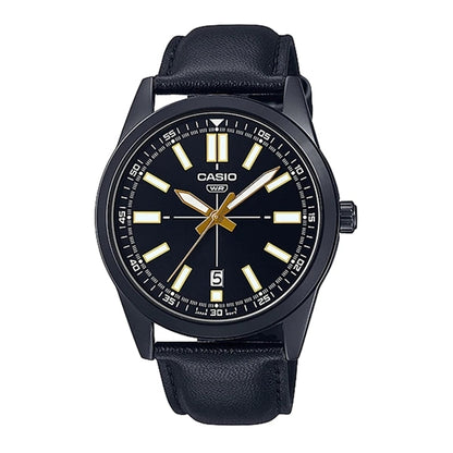 CASIO COLLECTION Mod. CASUAL DATE - LEATHER. FULL BLACK WATCHES