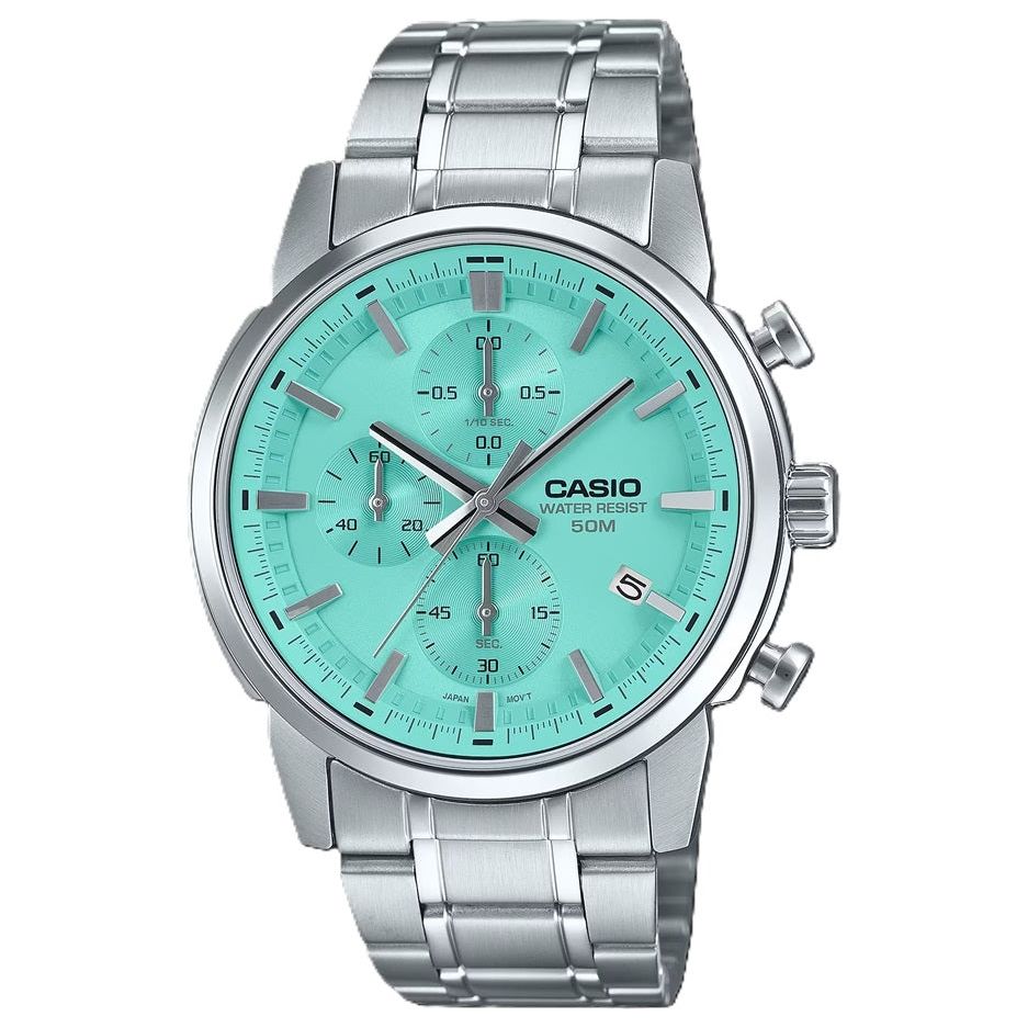 CASIO COLLECTION Mod. CHRONO DATE - AQUA GREEN WATCHES